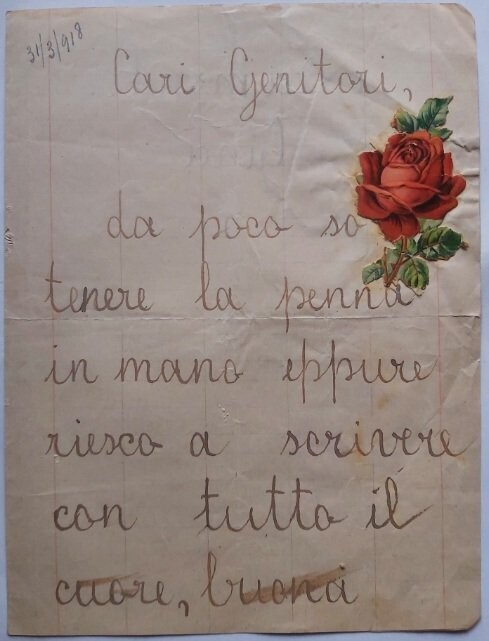 Letterina Auguri di Pasqua su Foglio di Quaderno Scritta a Inchiostro 31/3/918