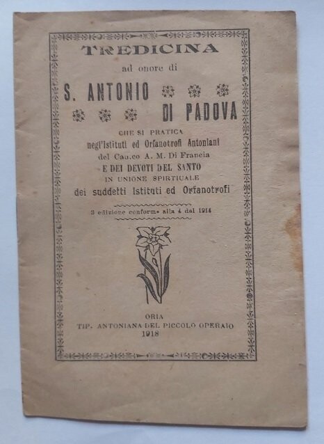 Libretto Religioso Tredicina S. Antonio di Padova 1918