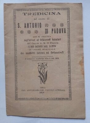 Libretto Religioso Tredicina S. Antonio di Padova 1918