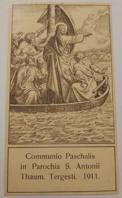 Santino Holy Card Comunione Pasquale Parrocchia S. Antonii Thaum 1911