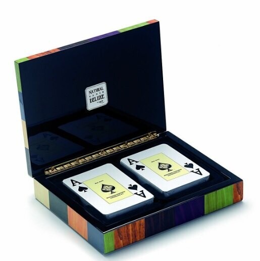 Porta 2 Mazzi Carte Poker Texas Hold’em Ramino Burraco Bridge Legno
