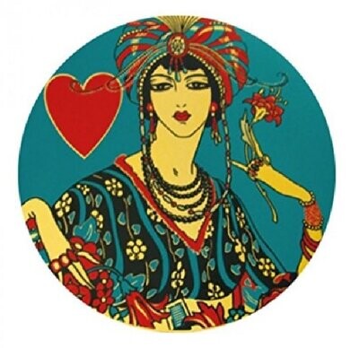 Scatola Gioco Carte Latta Rotonda Donna di Cuori