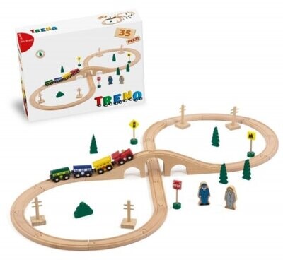 Gioco in Legno Treno con Pista 35 Pezzi