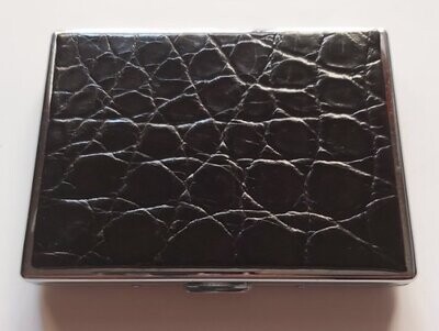 Portasigarette Coccodrillo Metallo Pelle Coccodrillo Nero Cigarette Case