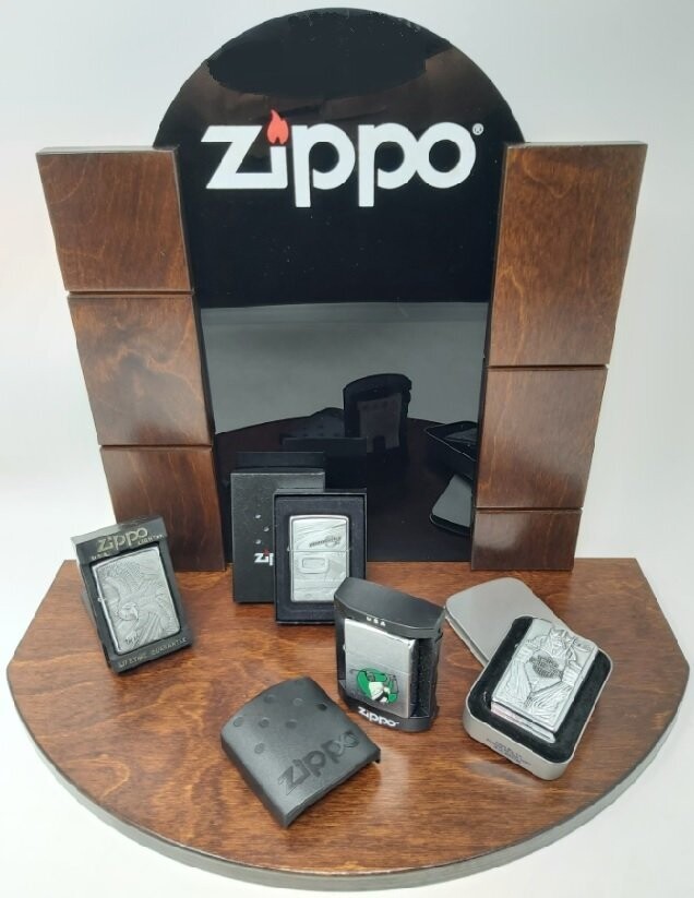Espositore Zippo Legno Plexiglass Smontabile per Accendini e Accessori da Collezione