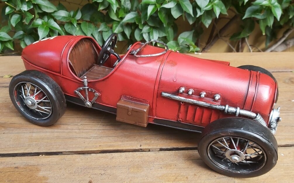 Modellino Auto 1930 Austin Racer Riproduzione Artistica in Metallo Old Car Vintage