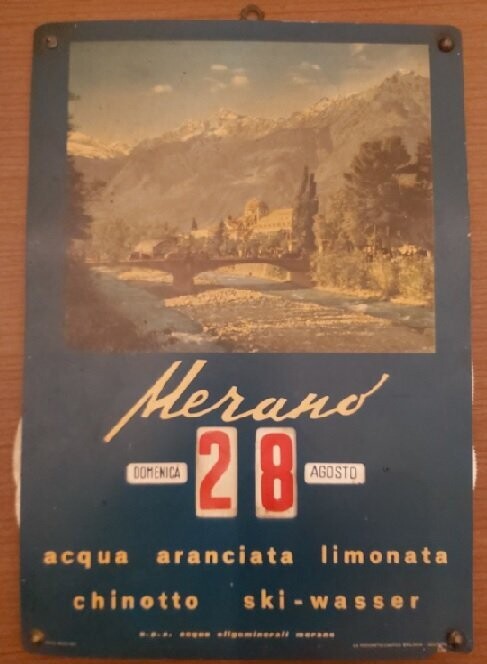 Calendario Perpetuo Pubblicitario Merano Acqua Aranciata Limonata Chinotto Ski Wasser
