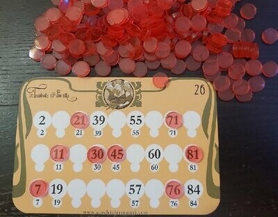 Sacchettino 48 Pezzi Coprinumero Bottone Fiche Segnalini Trasparenti Tombola 6 Colori mm15xh3