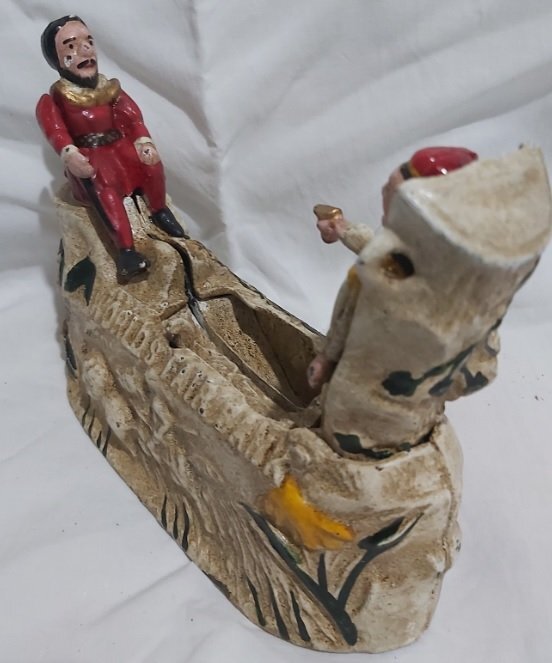 Salvadanaio Ghisa Meccanico Mechanical Bank Coin Box Saving Columbus