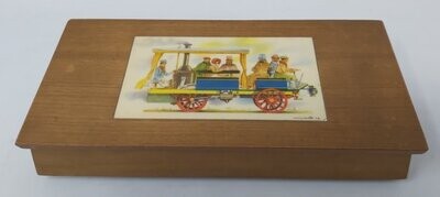 Scatola Set da Gioco Legno Macchina a Vapore Carte e Fiches Dal Negro Anno 1963 Vintage