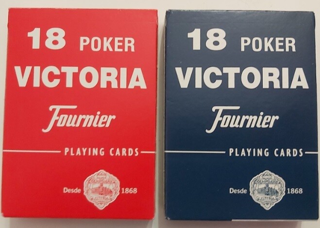 Mazzi di Carte da Poker Victoria 18 Fournier Playing Cards Back Retro Rosso e Blue