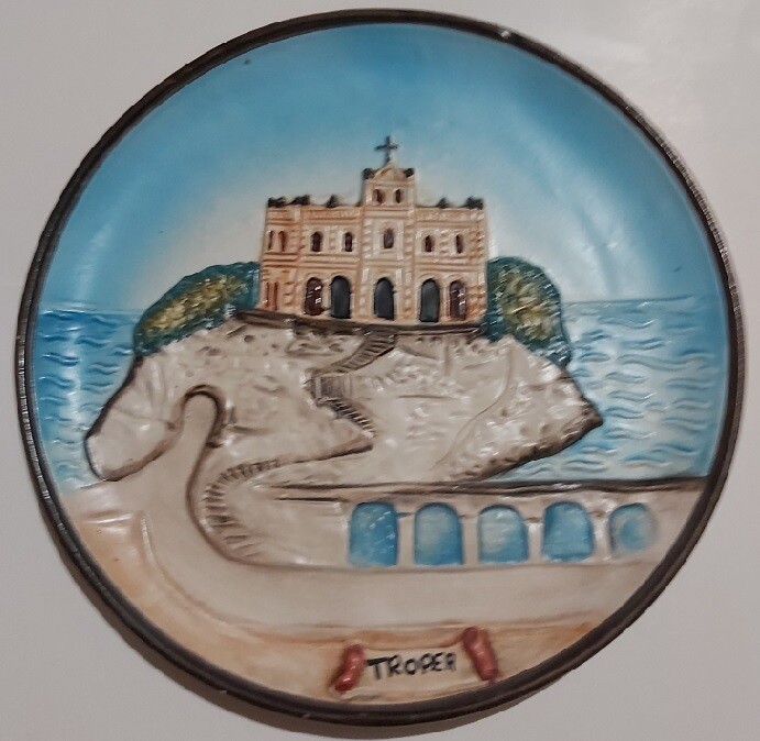Piatto da Muro Parete Souvenir Tropea Ceramica La Regina Pottery Collezione Vintage