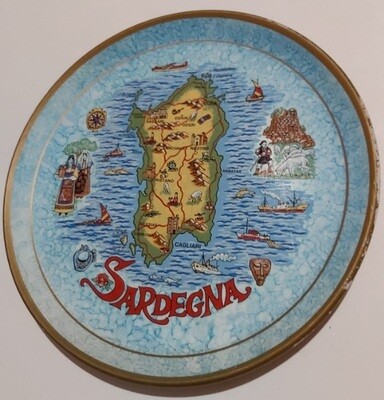Piatto da Muro Parete RARO CON ERRORE Souvenir Sardegna Cartina Geografica