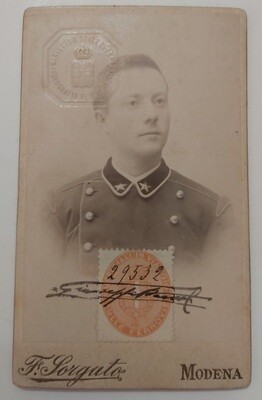 Tessera Fotografica Ufficiali In Viaggio sulle Ferrovie Timbro a Secco e Bollo 1897