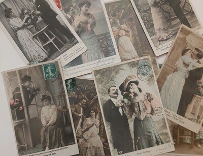 Cartoline Postali Primi del '900 Serie Innamorati Amanti Romantici n01 Vintage Collezione