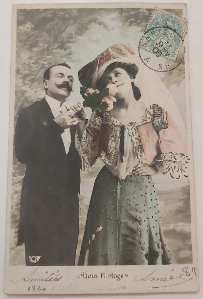 Cartoline Postali Primi del '900 Serie Innamorati Amanti Romantici n01 Vintage Collezione, Serie Innamorati Amanti Romantici n01: Doux Flirtage