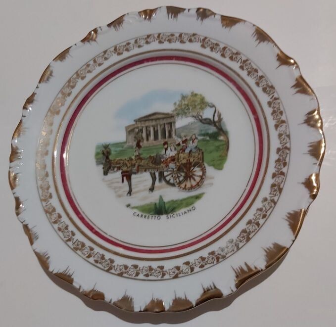 Piatto da Muro Parete Souvenir Carretto Siciliano Vintage