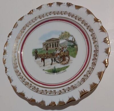 Piatto da Muro Parete Souvenir Carretto Siciliano Vintage