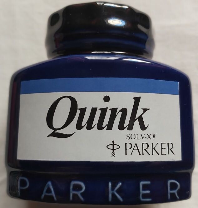 Portapenne Ceramica a Forma di Flacone di Inchiostro Quink Parker 1988