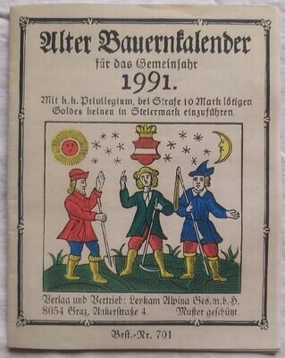 Almanacco Antico Calendario Contadino per il 1991 Alter Bauernkalender Vintage