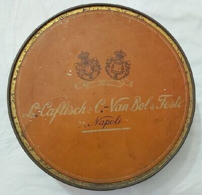 Scatola di Latta Tin Box Luigi Caflisch & C Van Bol & Feste 1932 Stemmi Araldici