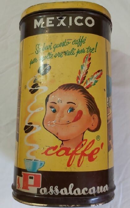 Scatola Latta Tin Box Mexico Caffè Passalacqua 1966 Vintage