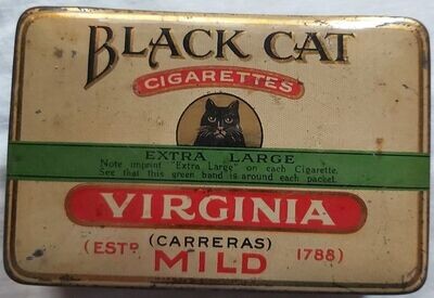 Scatola Latta Tin Box Black Cat Cigarettes Virginia Mild Vintage Anni '30