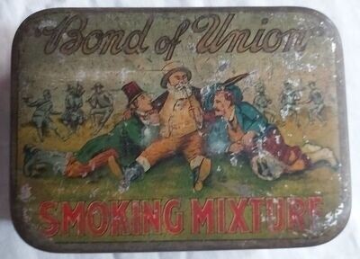 Scatola Latta Tin Box Bond of Union Smoking Mixture Tobacco Vintage Anni '30