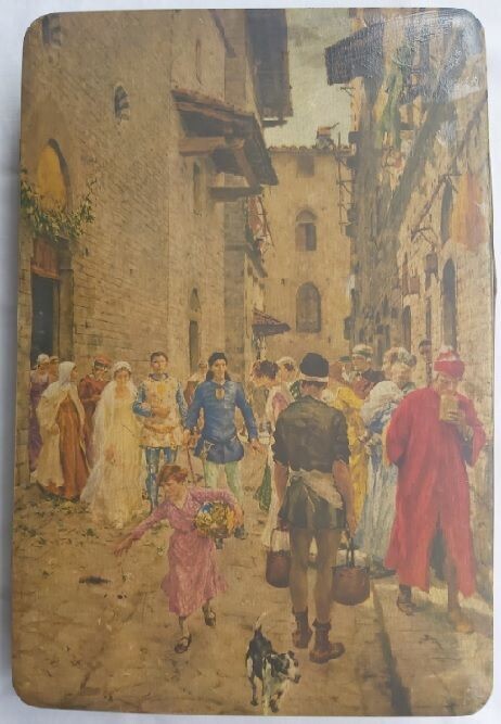 Scatola Latta Tin Box Dolcezze Lazzaroni "Sposalizio di Beatrice" Vintage Rara