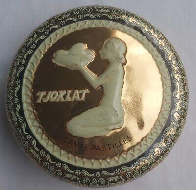 Scatola Latta Tin Box Tjoklat Camée Pastilles Rara anni '40 Amsterdam
