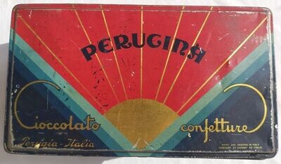 Scatola Latta Tin Box Perugina Cioccolato Confetture Perugia Italia Vintage