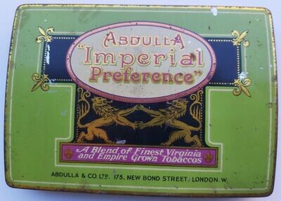 Scatola Latta Sigarette 50 Cigarettes Tin Box Abdulla "Imperial Preference" London anni '20