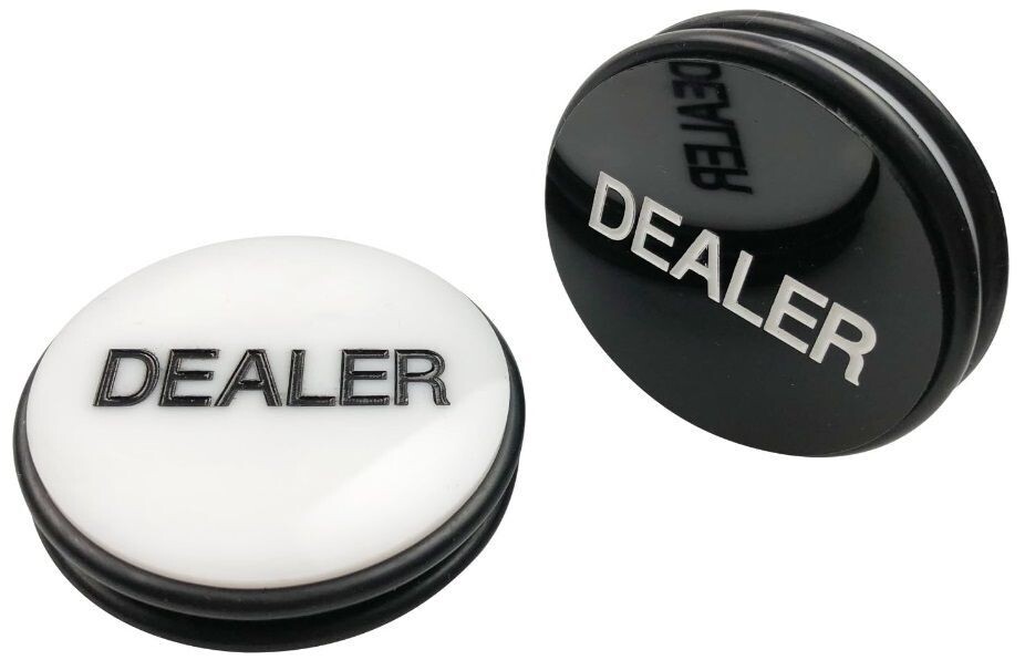 Casinò Dealer Puck Button White/Black Bianco/Nero Due O-Ring (Texas Hold'em)