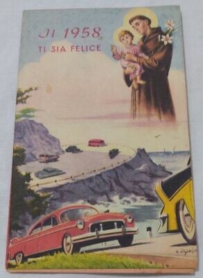 Santino Pieghevole a 3 Ante Religioso Il 1958 Ti Sia Felice - Preghiera dell'Autista