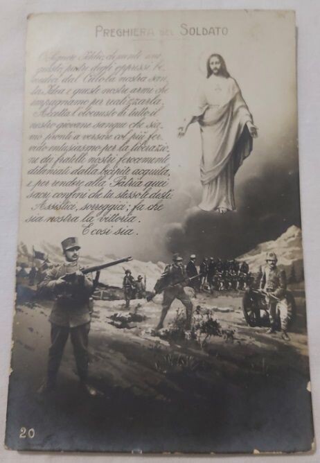 Cartolina Postale Non Viaggiata Gesù Preghiera del Soldato Prima Metà del '900