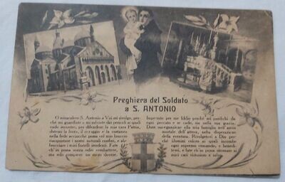 Cartolina Postale Non Viaggiata Preghiera del Soldato a S. Antonio Prima Metà del '900 3004