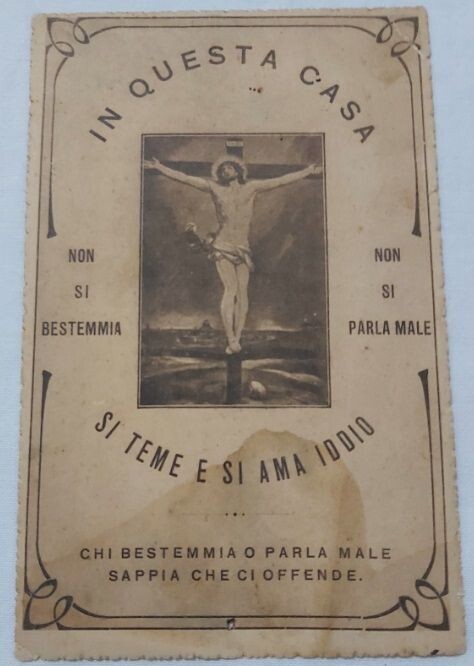 Cartolina Postale In Questa Casa si Teme e si Ama Iddio Antiblasfemia Non Viaggiata 3003