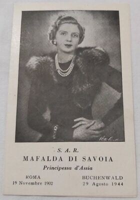 Santino Ricordino Lutto Mafalda di Savoia Principessa d'Assia 1944