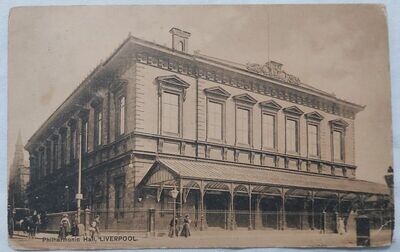 Cartolina Postale Viaggiata Post Card Philharmonic Hall Liverpool 1928 destinatario Brandt
