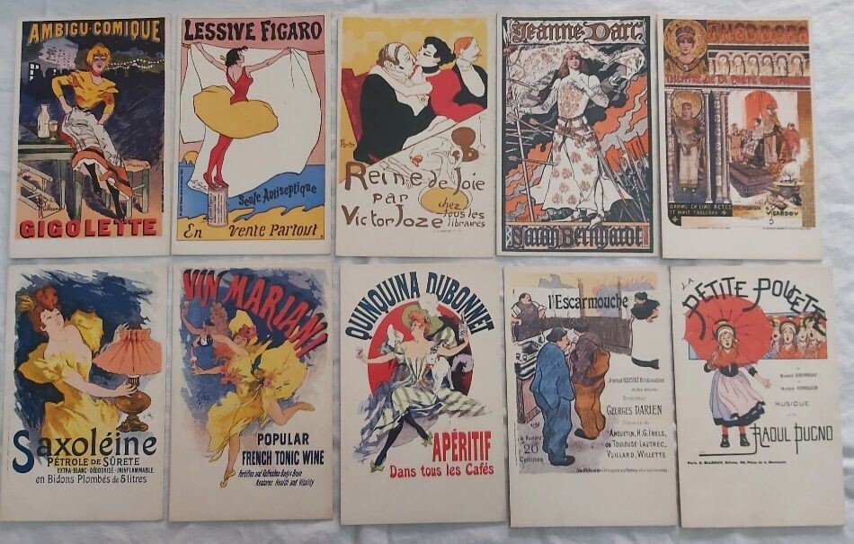 Serie Set 10 Cartoline Postali Non Viaggiate Collezionismo Italiano Manifesti in Miniatura 1979