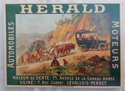 Cartolina Postale Herald Automobiles Moteurs Serie Nos Vieilles Affiches 1904