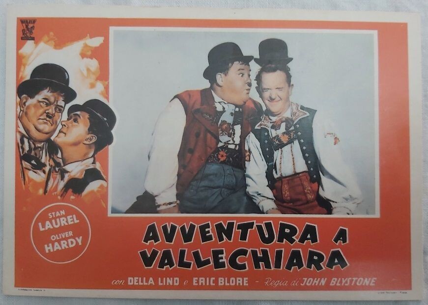 Cartolina Postale Non Viaggiata Avventura a Vallechiara Stan Lauriel Oliver Hardy Anni ’70
