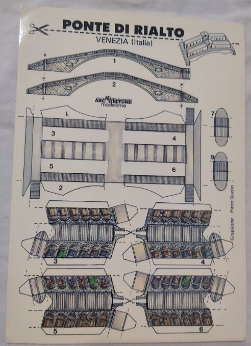 Cartolina Postale Ponte di Rialto Venezia Modello da Costruire Taglio e Montaggio 1991