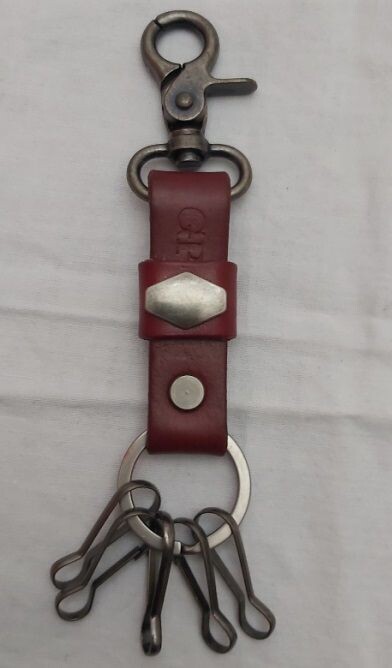 Portachiavi Ottone Brunito Cuoio Bordeaux 5 ganci Greenwich Polo Club