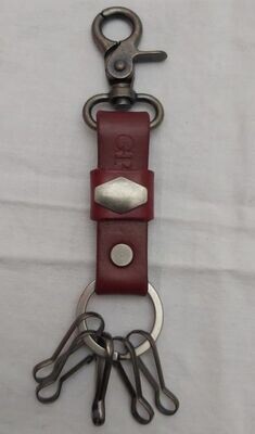 Portachiavi Ottone Brunito Cuoio Bordeaux 5 ganci Greenwich Polo Club