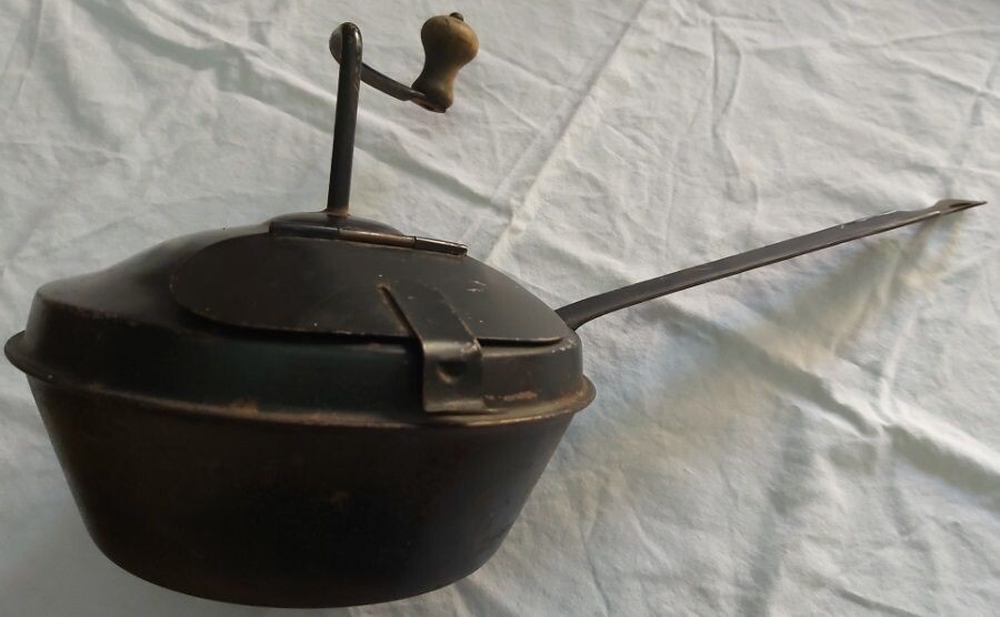 Tegame Padella Lamiera Ferro Tosta Orzo Caffè Fine ‘800 Civiltà Contadina Vintage