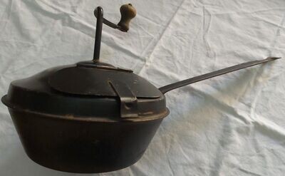 Tegame Padella Lamiera Ferro Tosta Orzo Caffè Fine ‘800 Civiltà Contadina Vintage