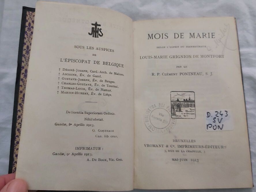 Libro Book Livre "Mois de Marie" 1913 (in francese)