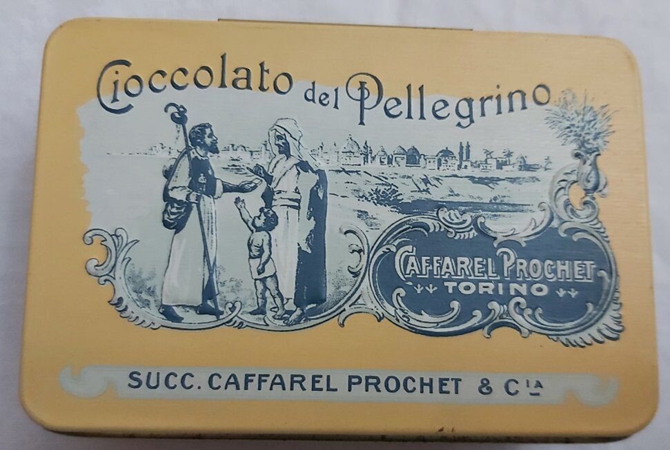 Scatola Latta Tin Box Cioccolato del Pellegrino Caffarel Prochet Torino 1996