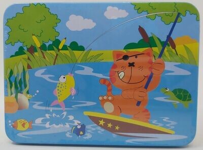 Scatola Latta Gioco Gatto e Pesce Dal Negro Treviso Anni ‘80 Vintage